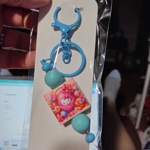 Hello Kitty Pink and Blue Kids Bag Charm Keyring